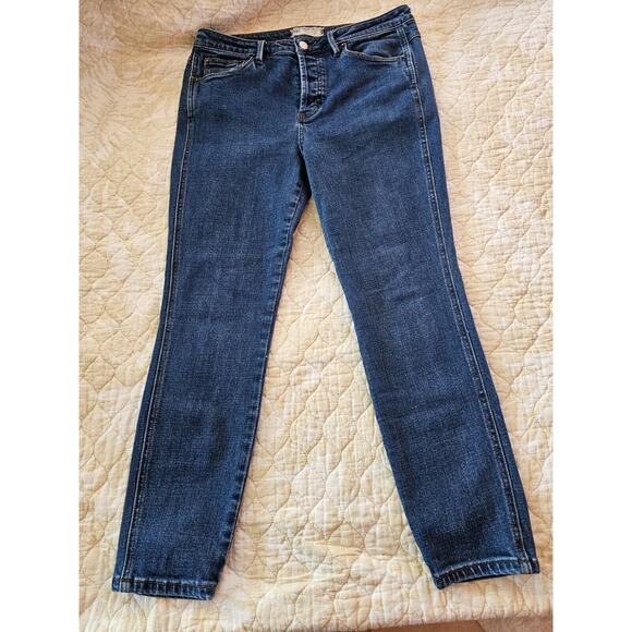 FREE PEOPLE PAYTON HIGH RISE SKINNY JEANS DARK WASH BUTTON FLY SIZE 30 - Picture 1 of 3